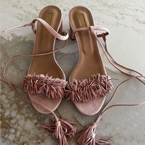 Aquazzura Pink Strappy Sandals with Stiletto Heels
